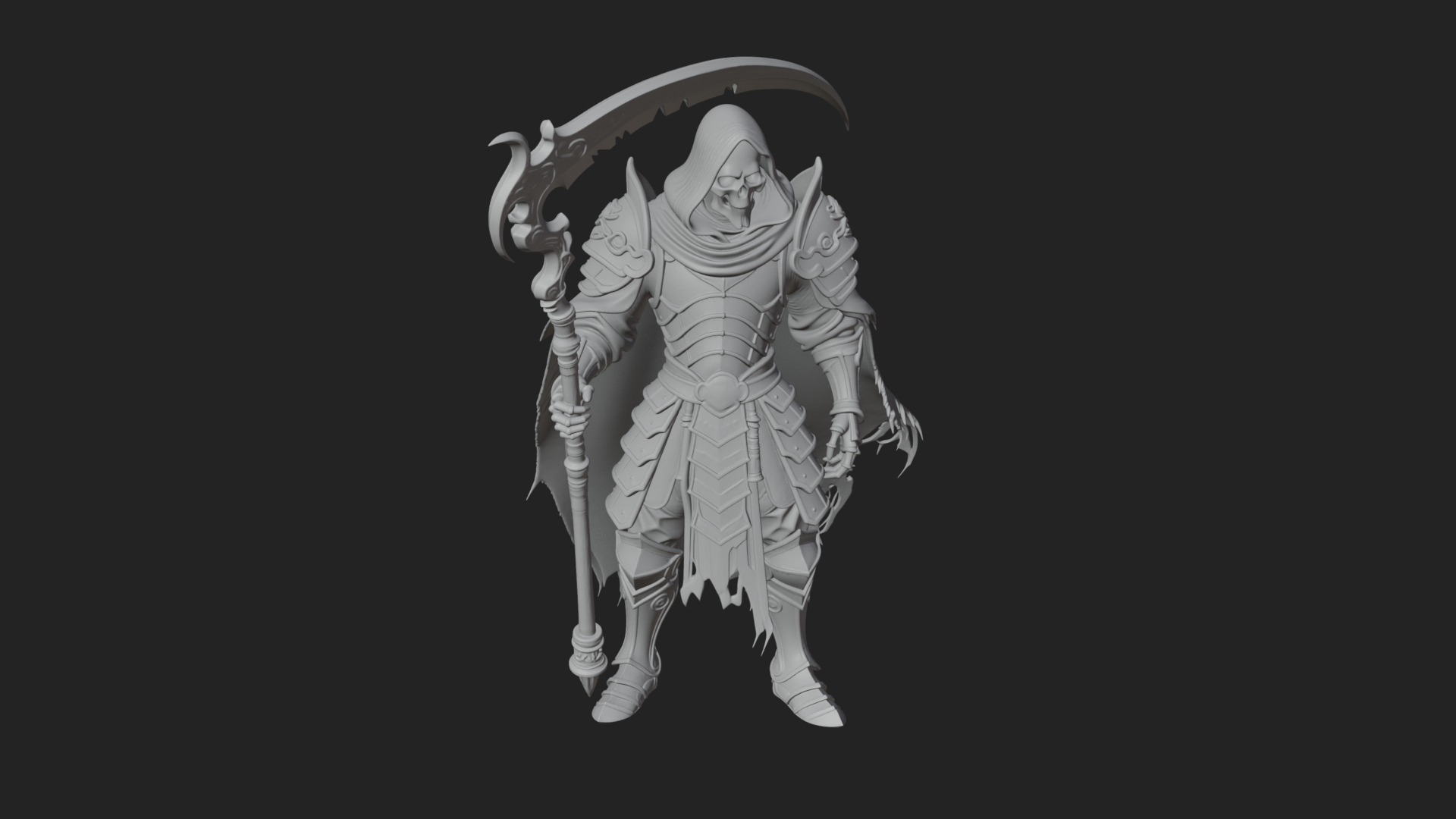 Armored Hooded Reaper Statue Design 4 3D Print Model 3D Model