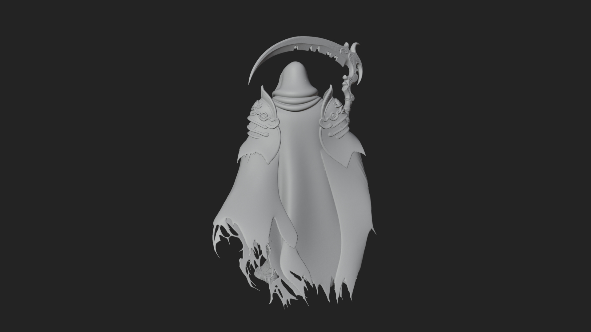 Armored Hooded Reaper Statue Design 4 3D Print Model 3D Model