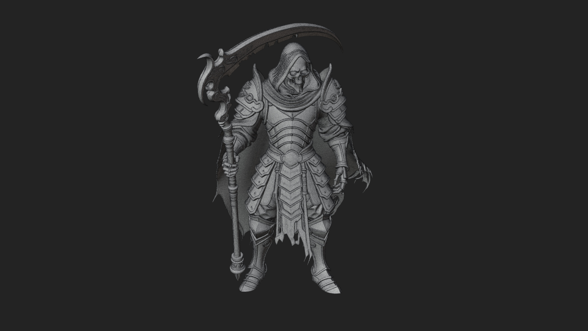 Armored Hooded Reaper Statue Design 4 3D Print Model 3D Model