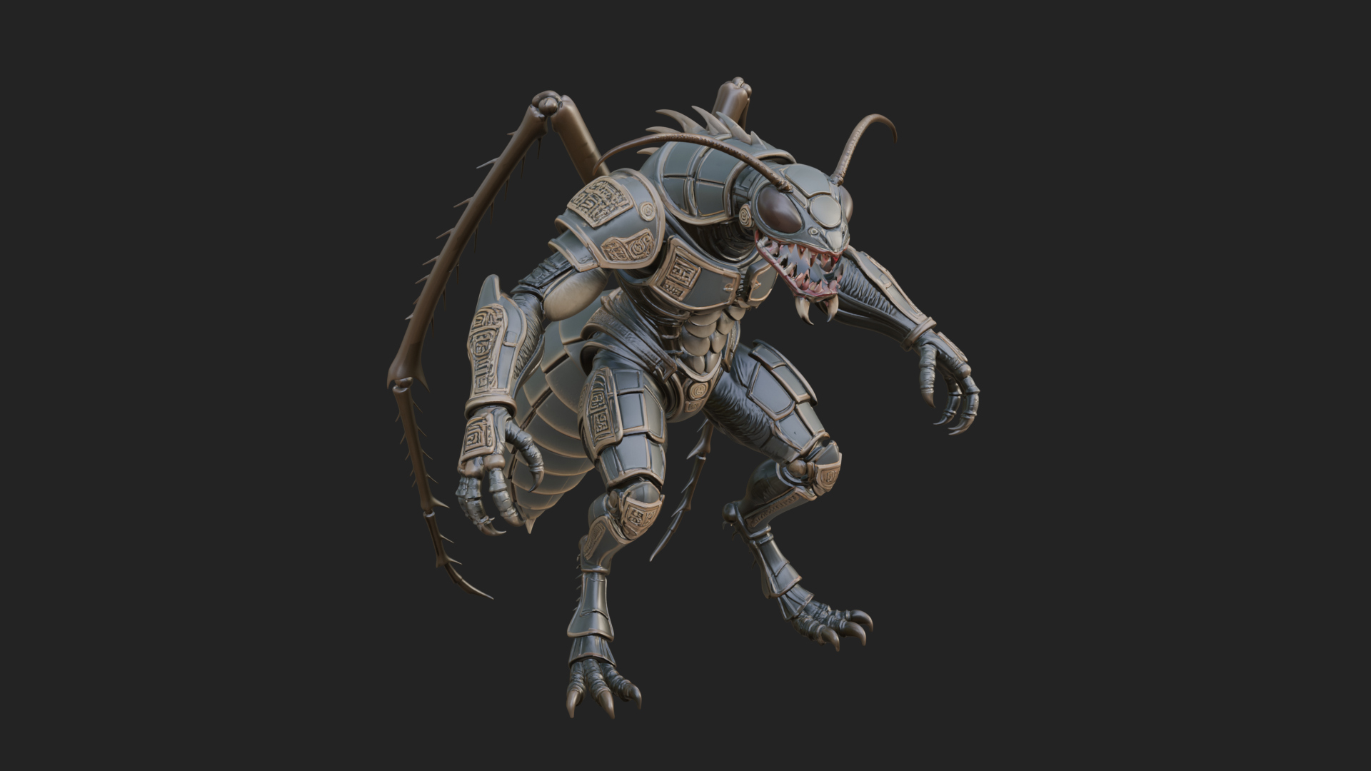 Armored Insect Beast Statue Design 1 3D Print Model 3D Model