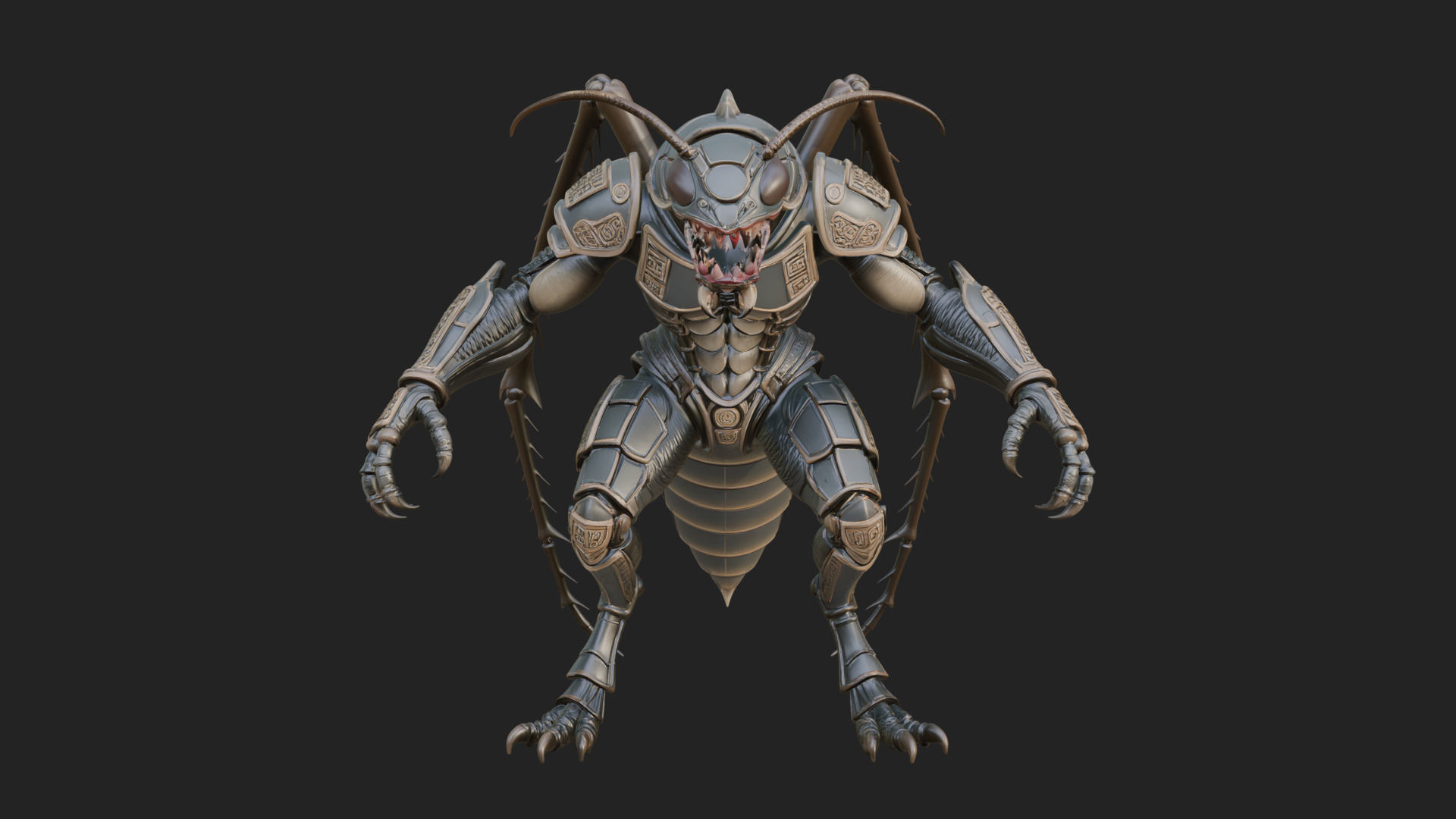 Armored Insect Beast Statue Design 1 3D Print Model 3D Model
