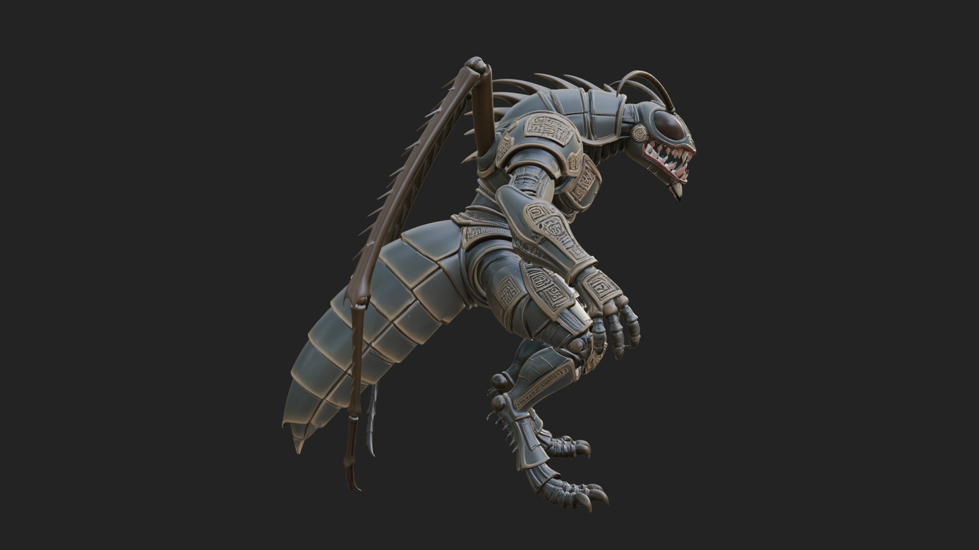 Armored Insect Beast Statue Design 1 3D Print Model 3D Model