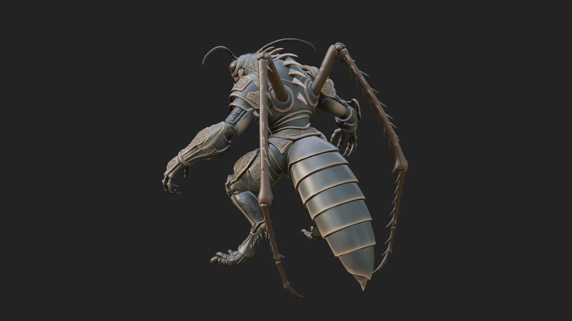 Armored Insect Beast Statue Design 1 3D Print Model 3D Model