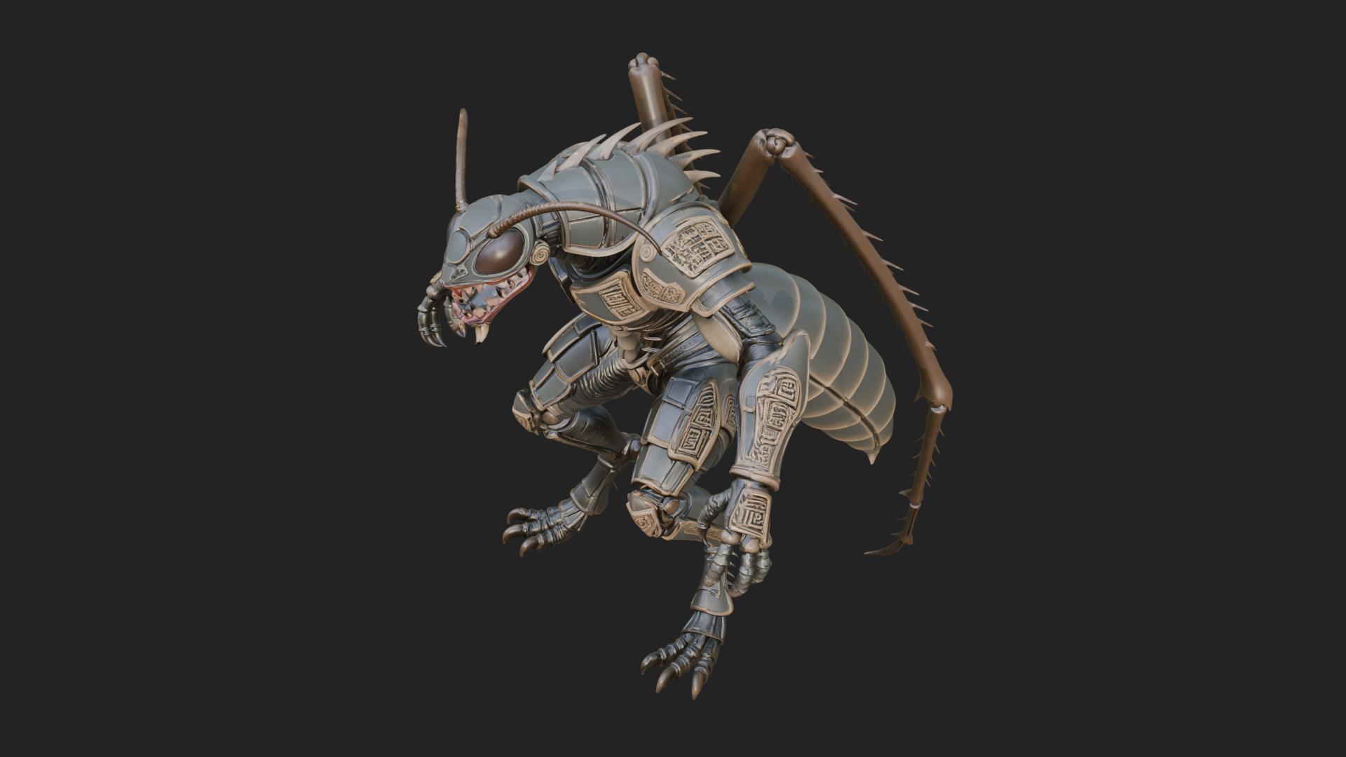 Armored Insect Beast Statue Design 1 3D Print Model 3D Model