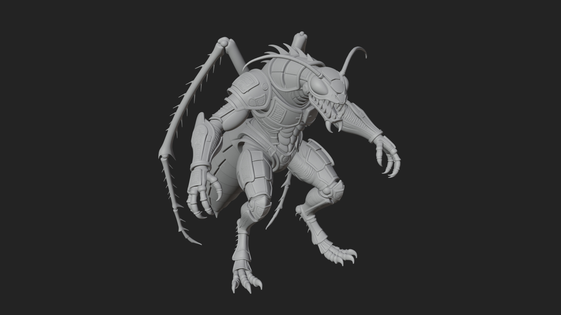 Armored Insect Beast Statue Design 1 3D Print Model 3D Model