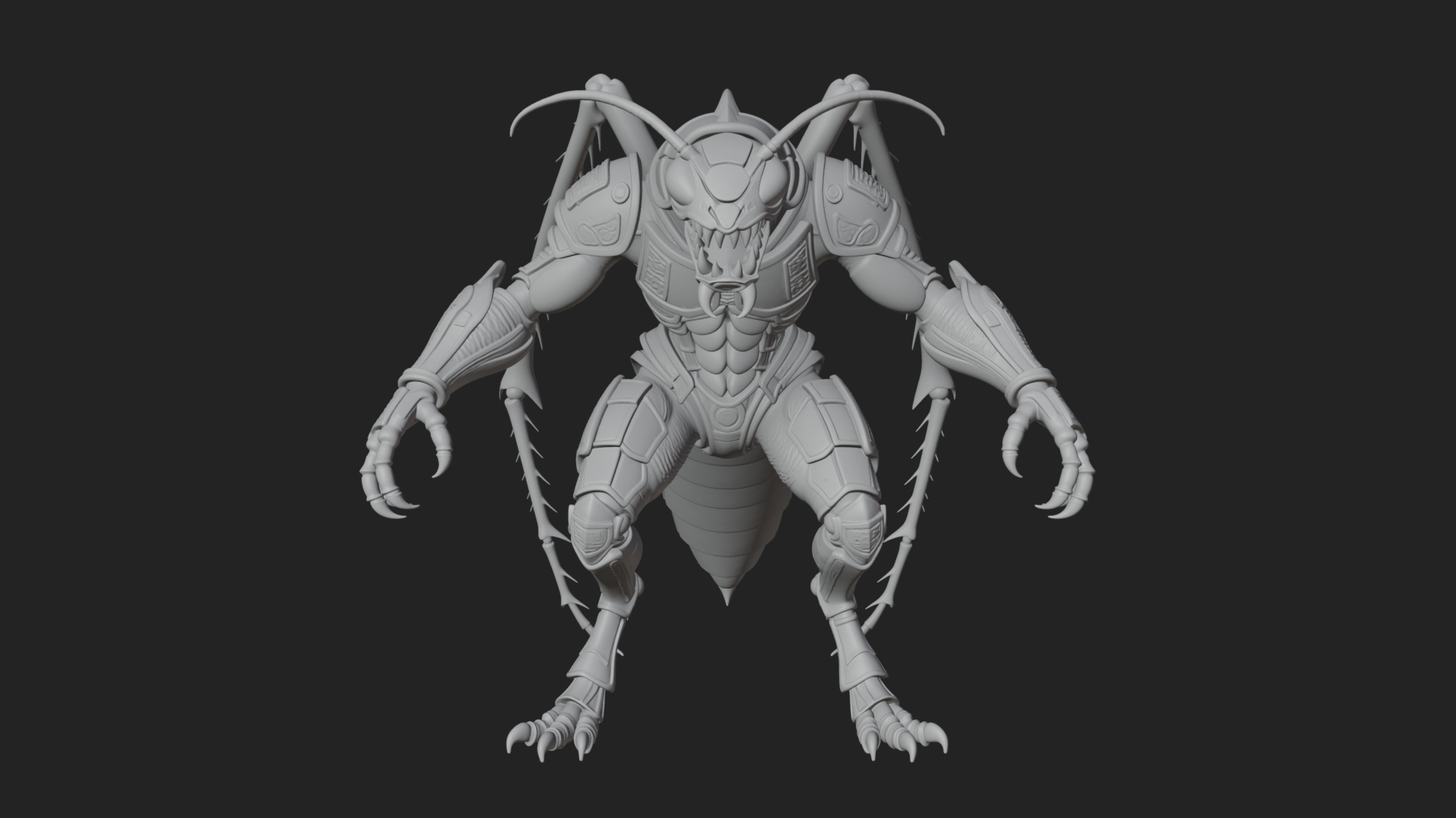 Armored Insect Beast Statue Design 1 3D Print Model 3D Model