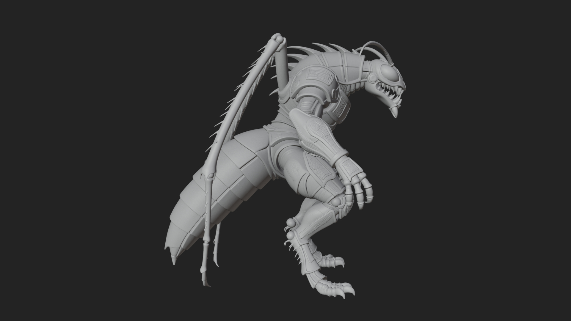 Armored Insect Beast Statue Design 1 3D Print Model 3D Model