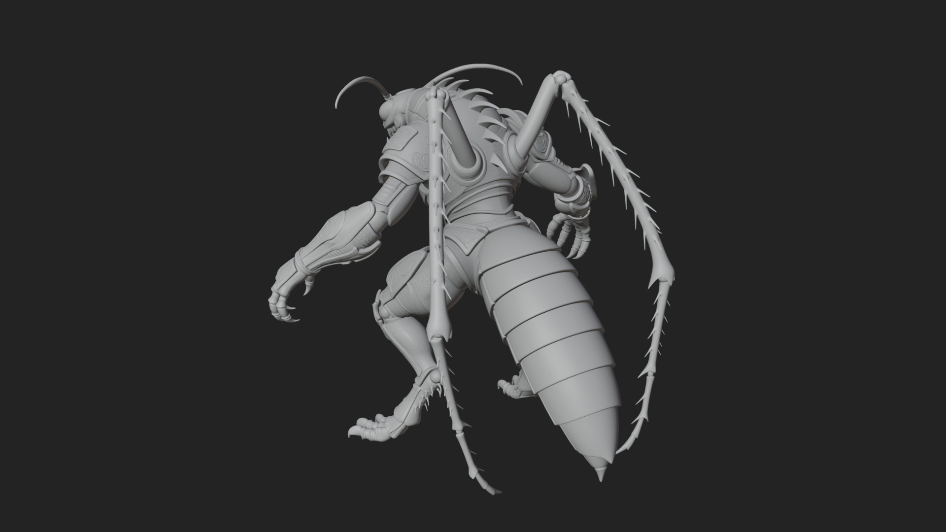 Armored Insect Beast Statue Design 1 3D Print Model 3D Model