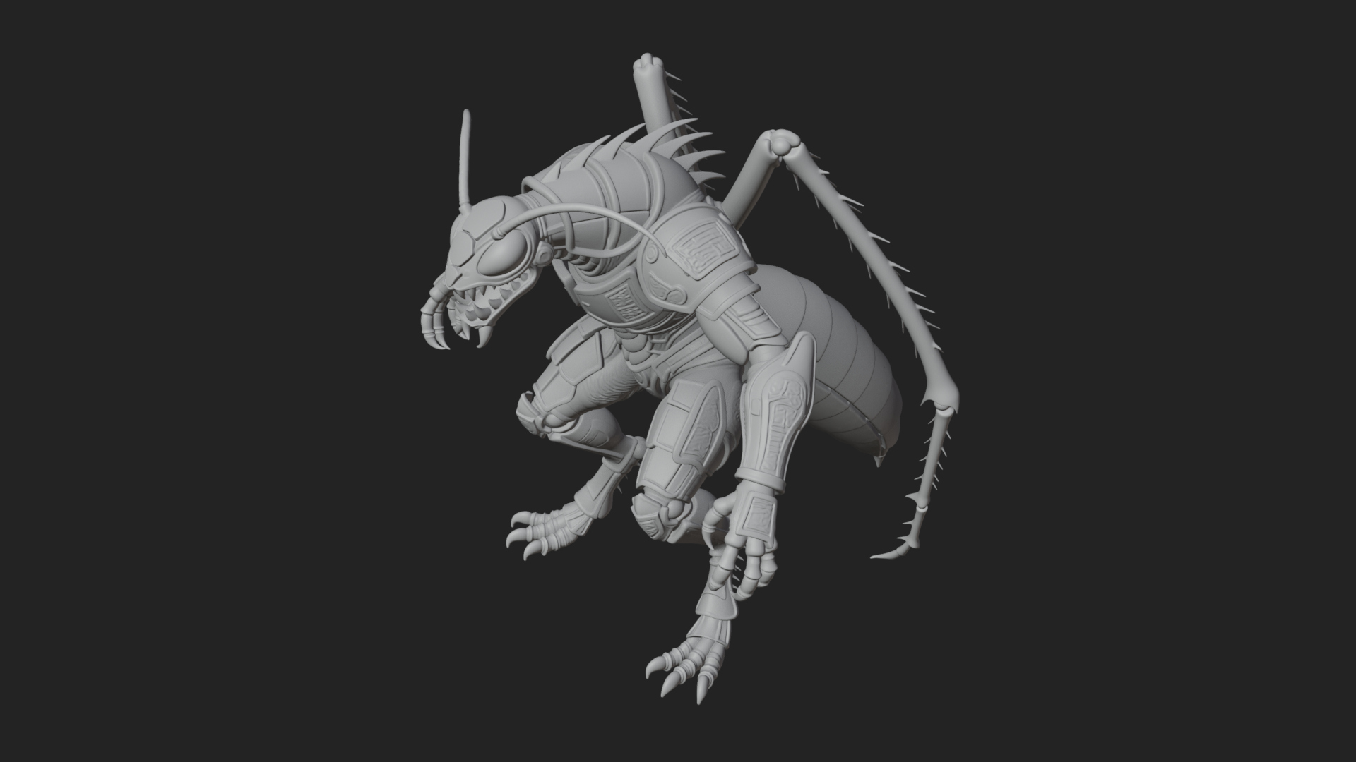 Armored Insect Beast Statue Design 1 3D Print Model 3D Model