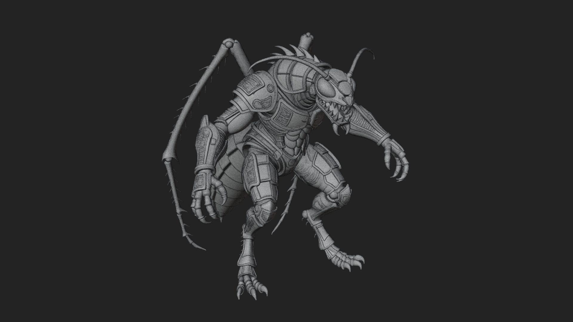 Armored Insect Beast Statue Design 1 3D Print Model 3D Model