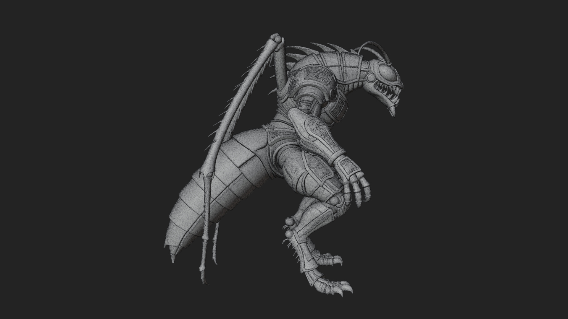 Armored Insect Beast Statue Design 1 3D Print Model 3D Model
