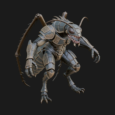 Armored Insect Beast Statue Design 1 3D Print Model