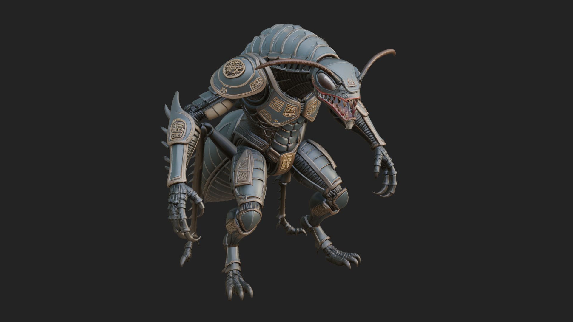 Armored Insect Beast Statue Design 2 3D Print Model 3D Model