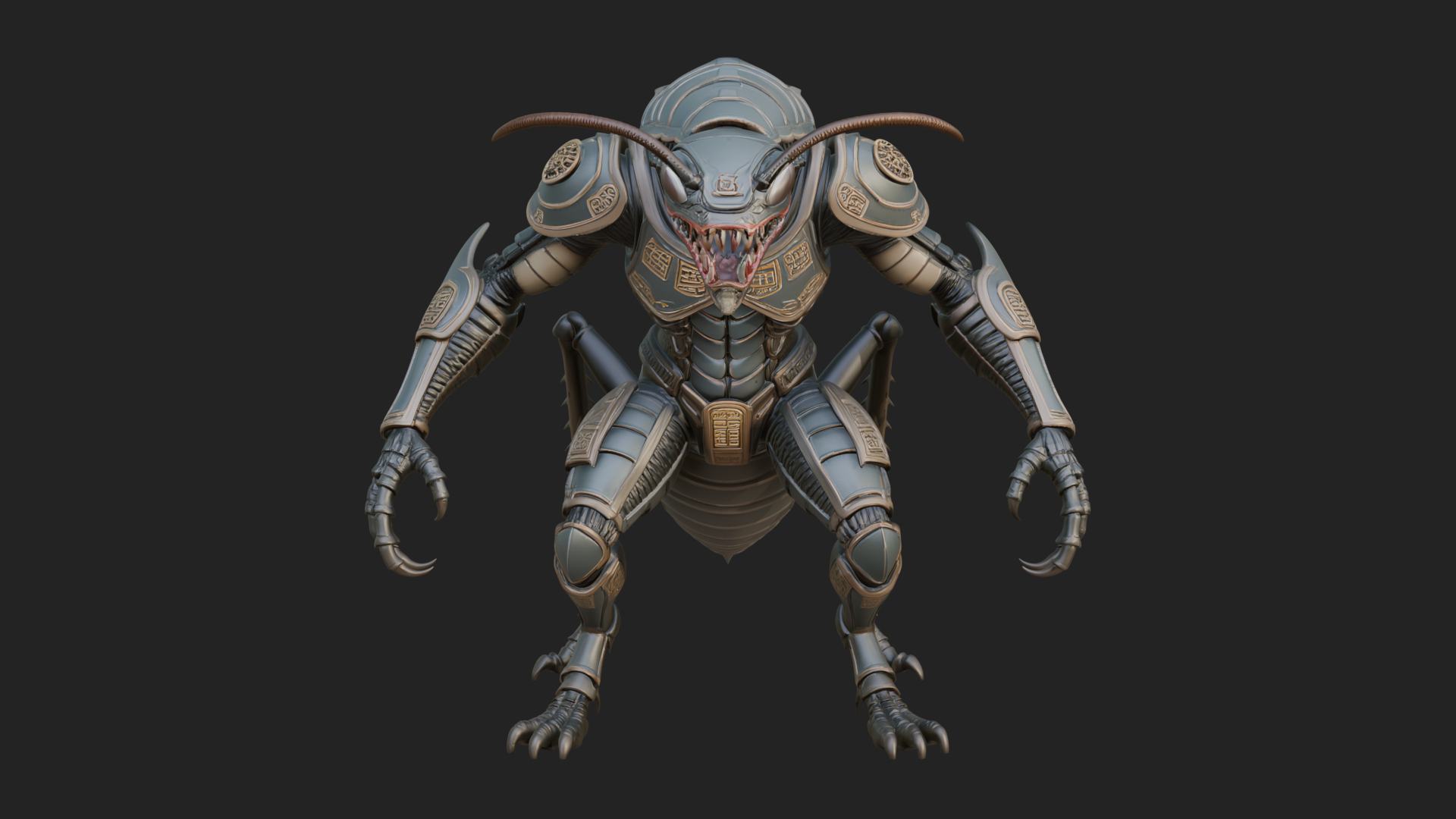 Armored Insect Beast Statue Design 2 3D Print Model 3D Model