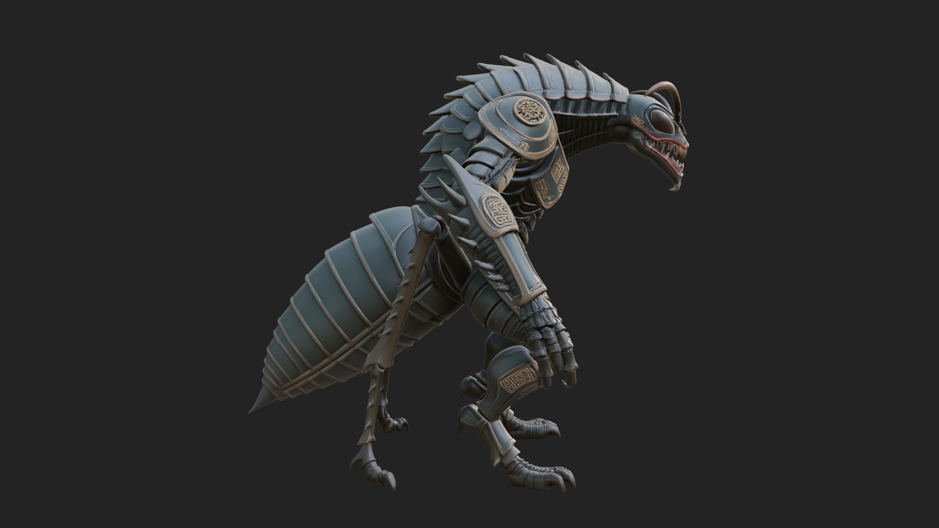 Armored Insect Beast Statue Design 2 3D Print Model 3D Model