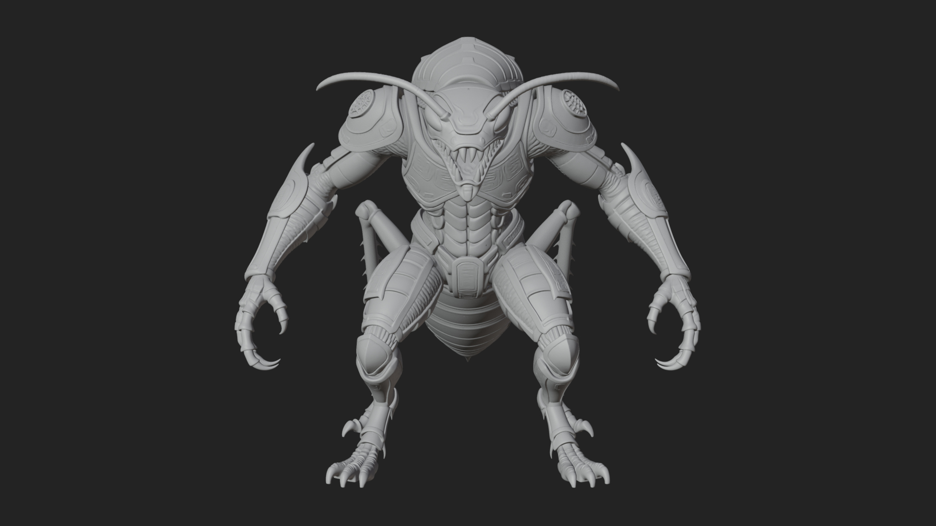 Armored Insect Beast Statue Design 2 3D Print Model 3D Model
