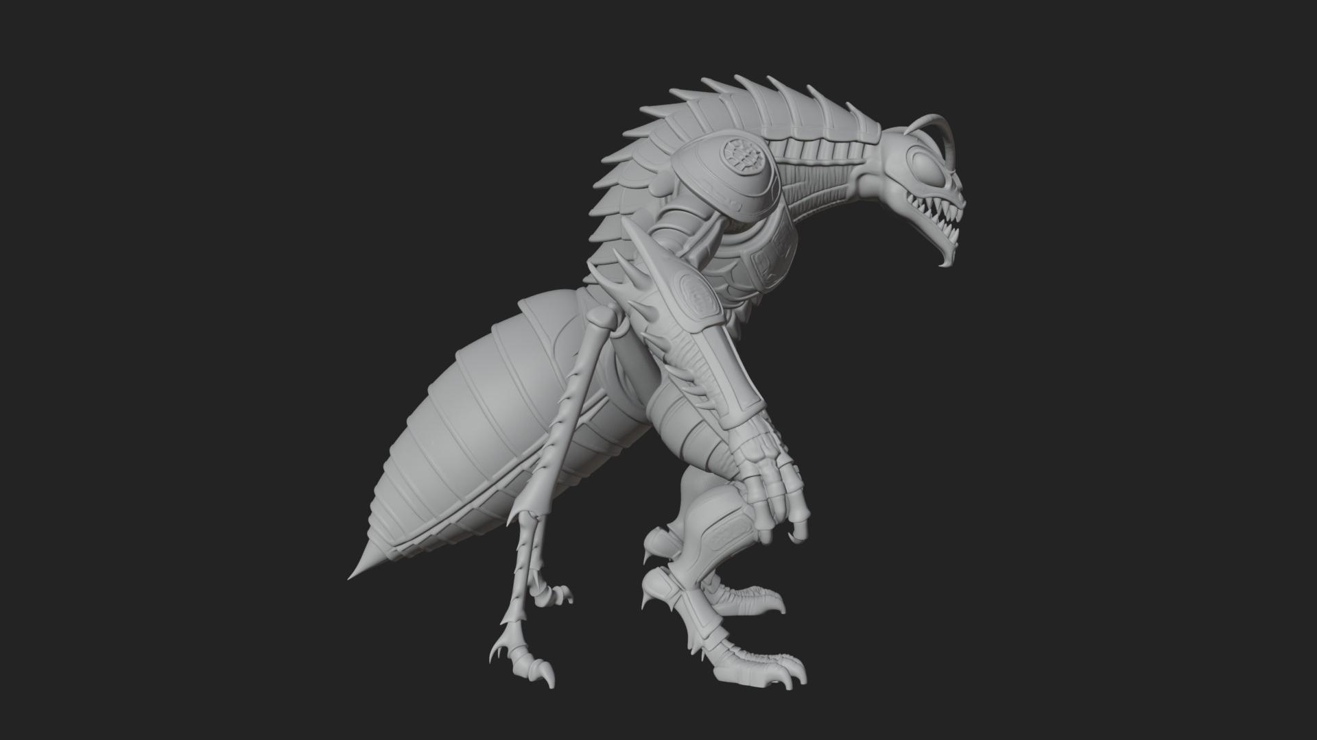 Armored Insect Beast Statue Design 2 3D Print Model 3D Model