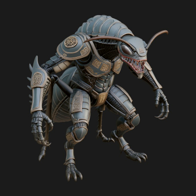 Armored Insect Beast Statue Design 2 3D Print Model