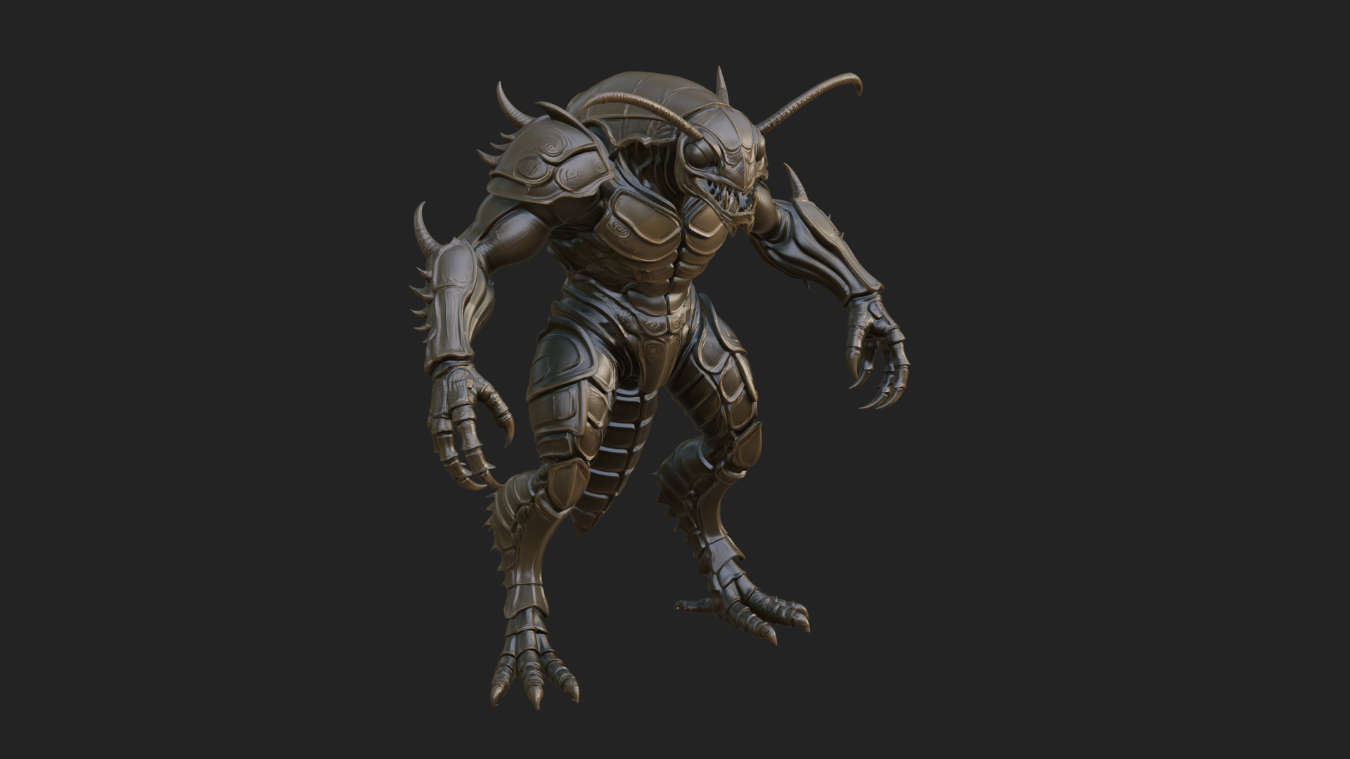 Armored Insect Beast Statue Design 3 3D Print Model 3D Model