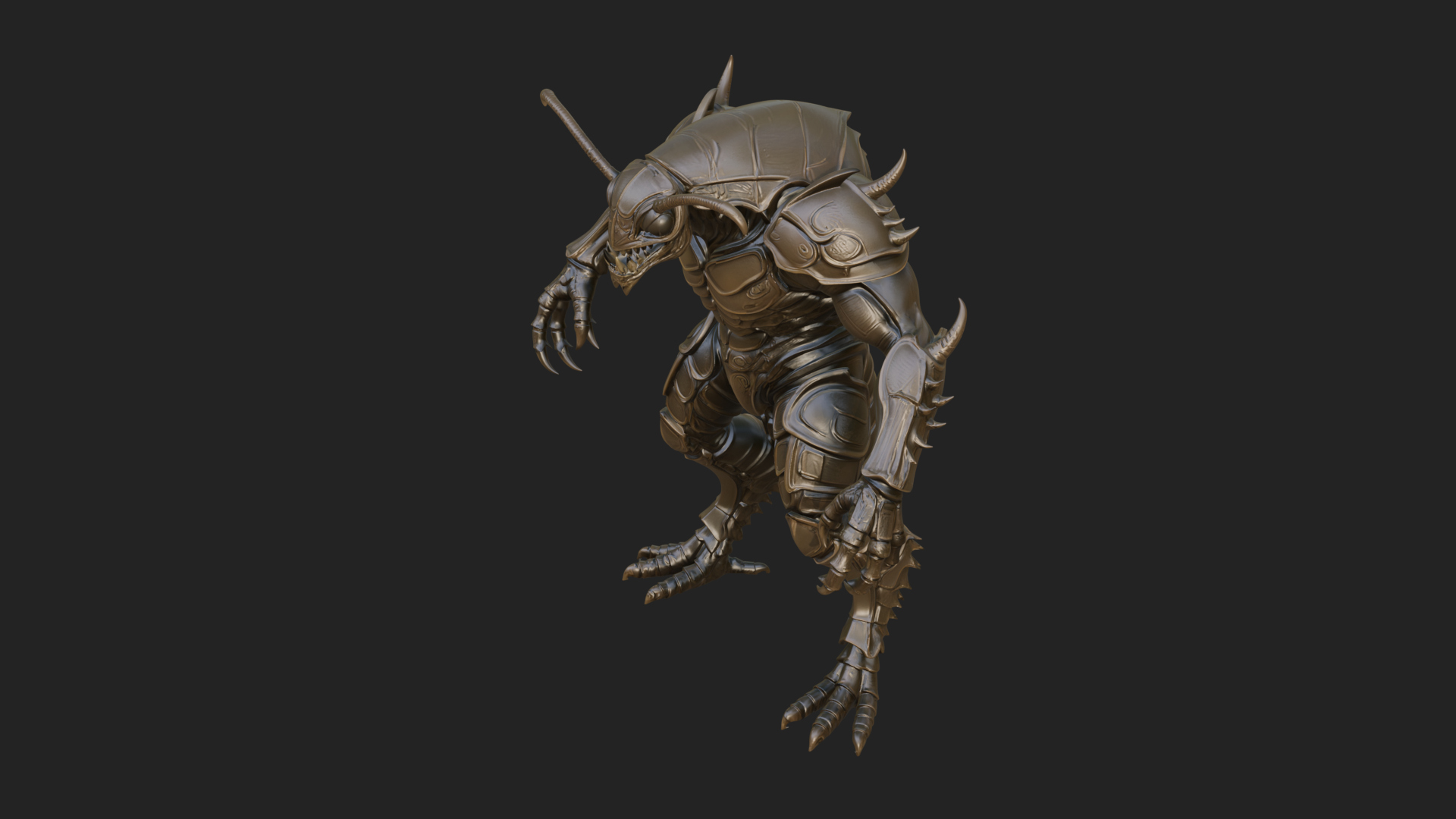 Armored Insect Beast Statue Design 3 3D Print Model 3D Model