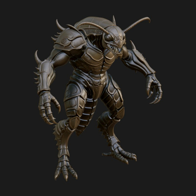 Armored Insect Beast Statue Design 3 3D Print Model