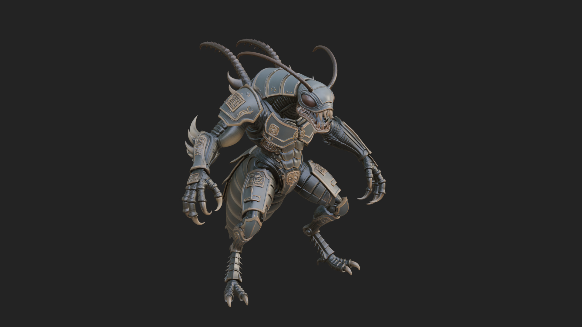 Armored Insect Beast Statue Design 4 3D Print Model 3D Model