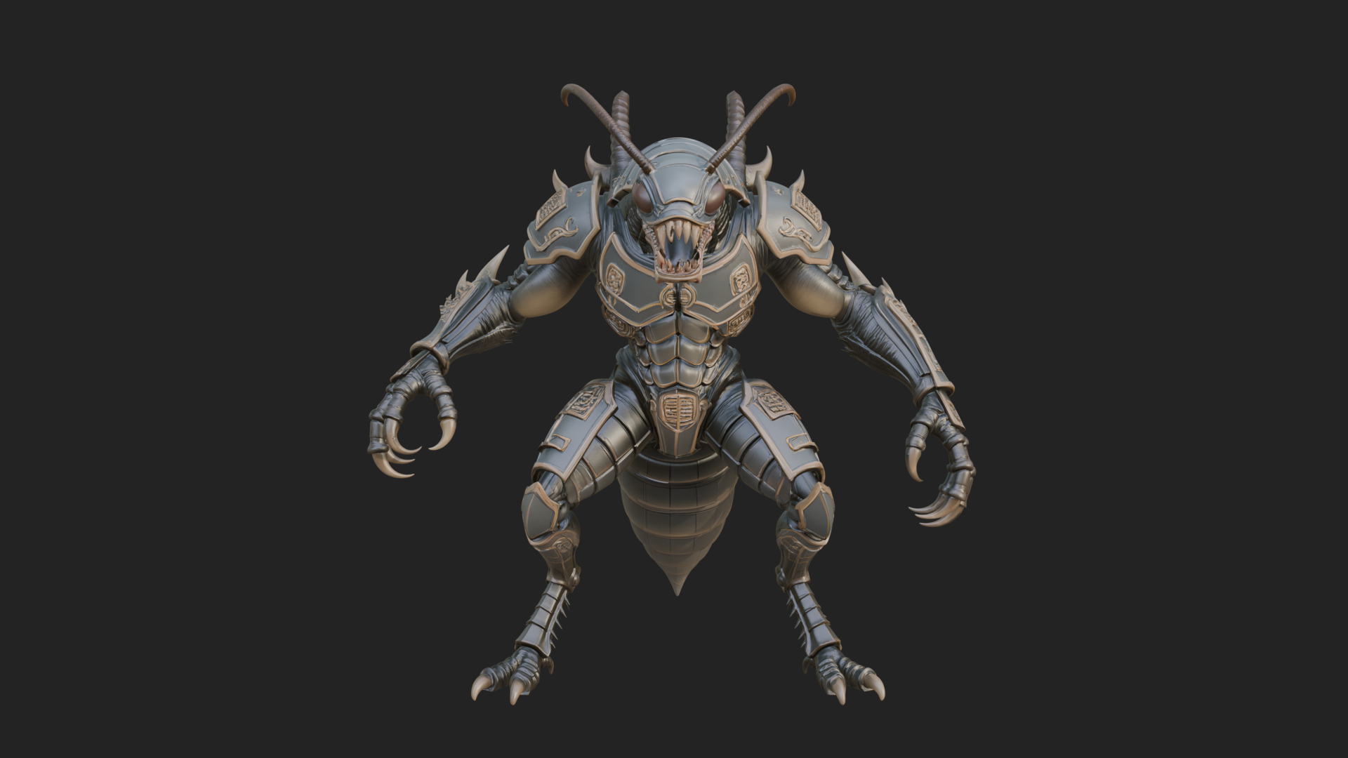 Armored Insect Beast Statue Design 4 3D Print Model 3D Model