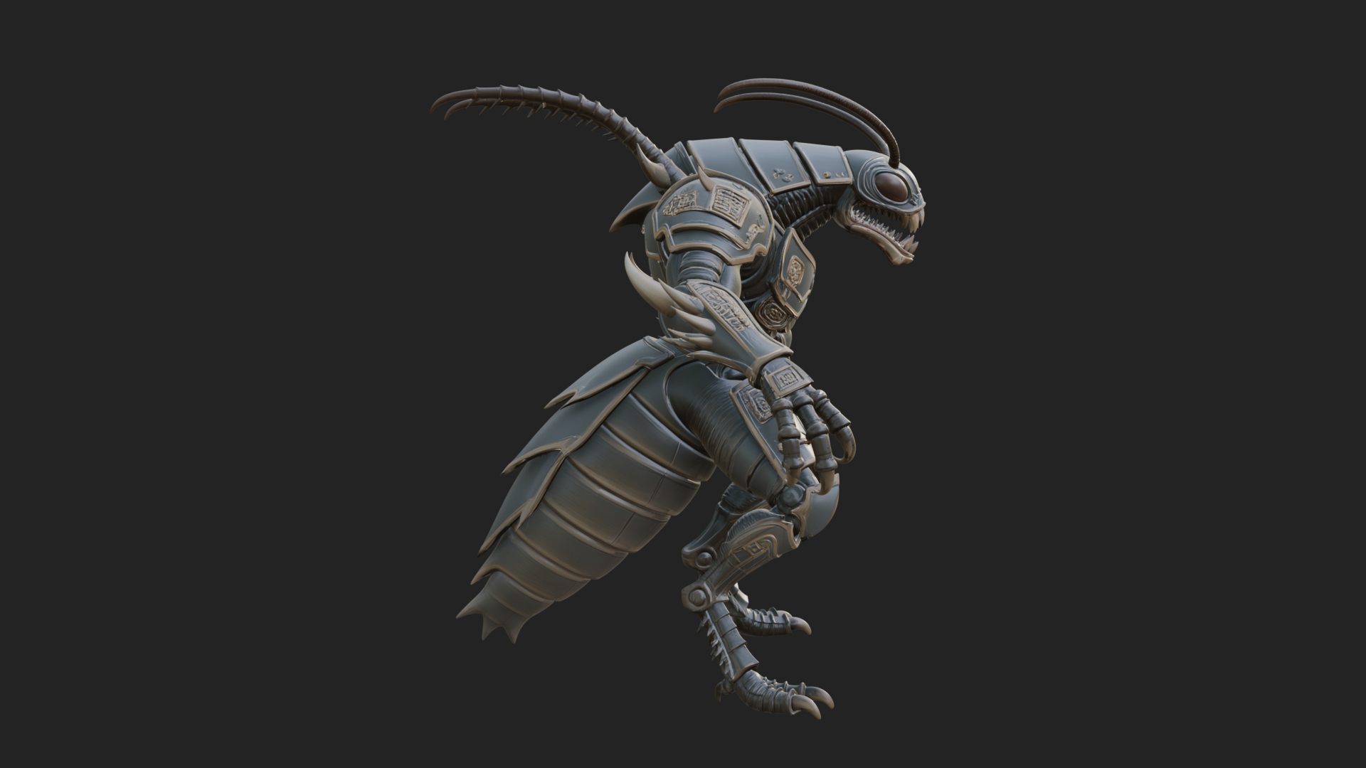 Armored Insect Beast Statue Design 4 3D Print Model 3D Model