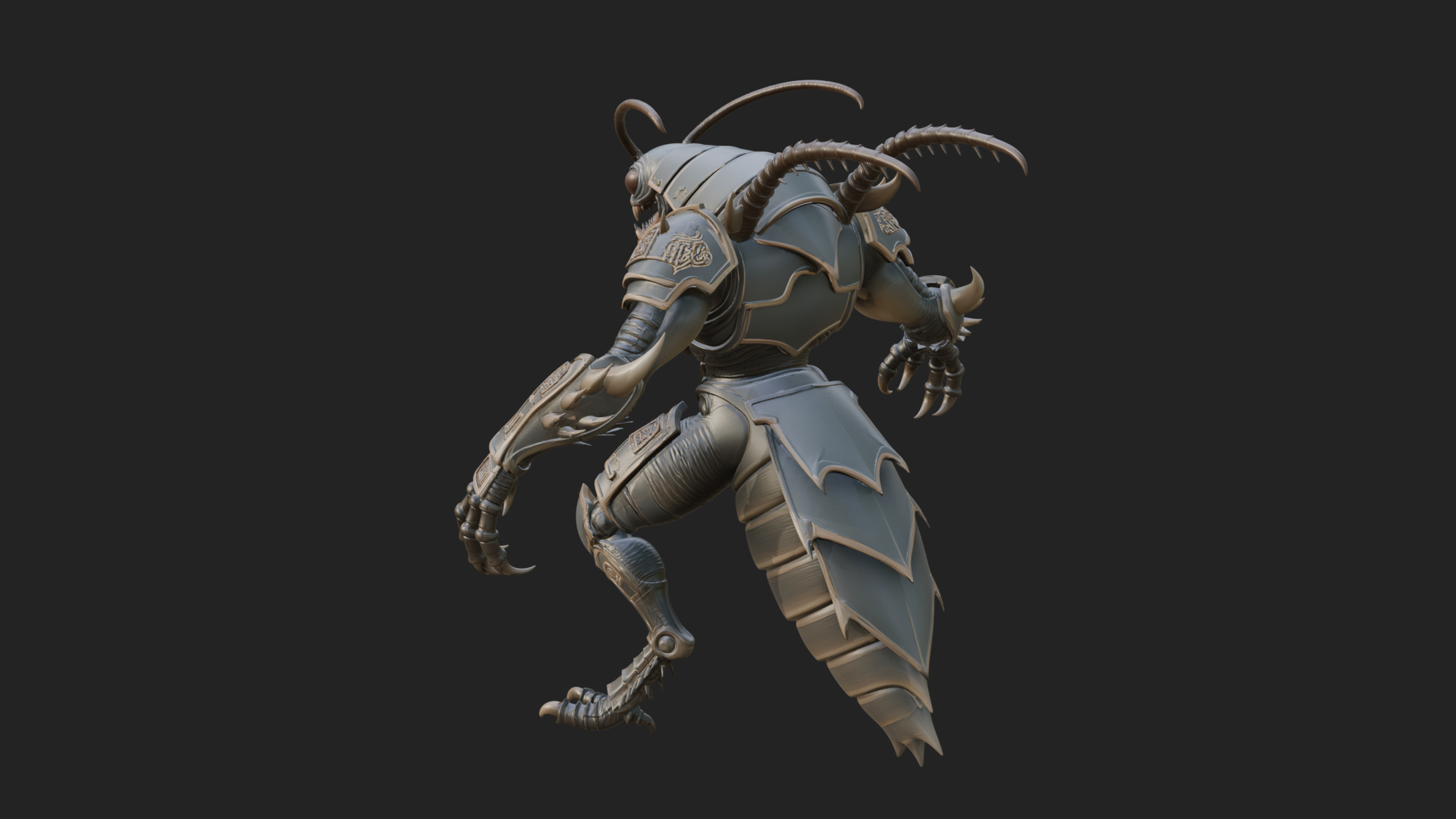 Armored Insect Beast Statue Design 4 3D Print Model 3D Model