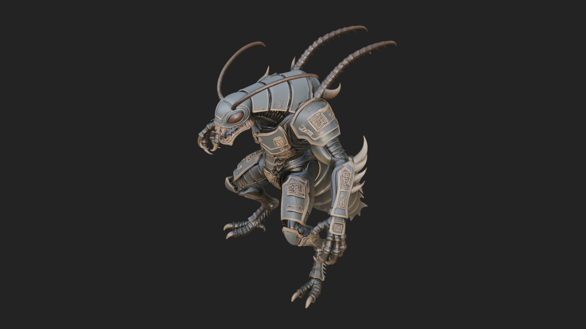 Armored Insect Beast Statue Design 4 3D Print Model 3D Model
