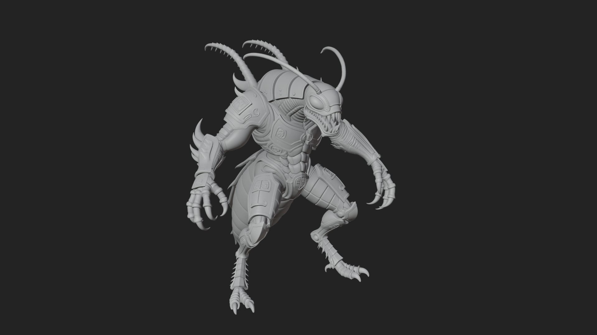 Armored Insect Beast Statue Design 4 3D Print Model 3D Model