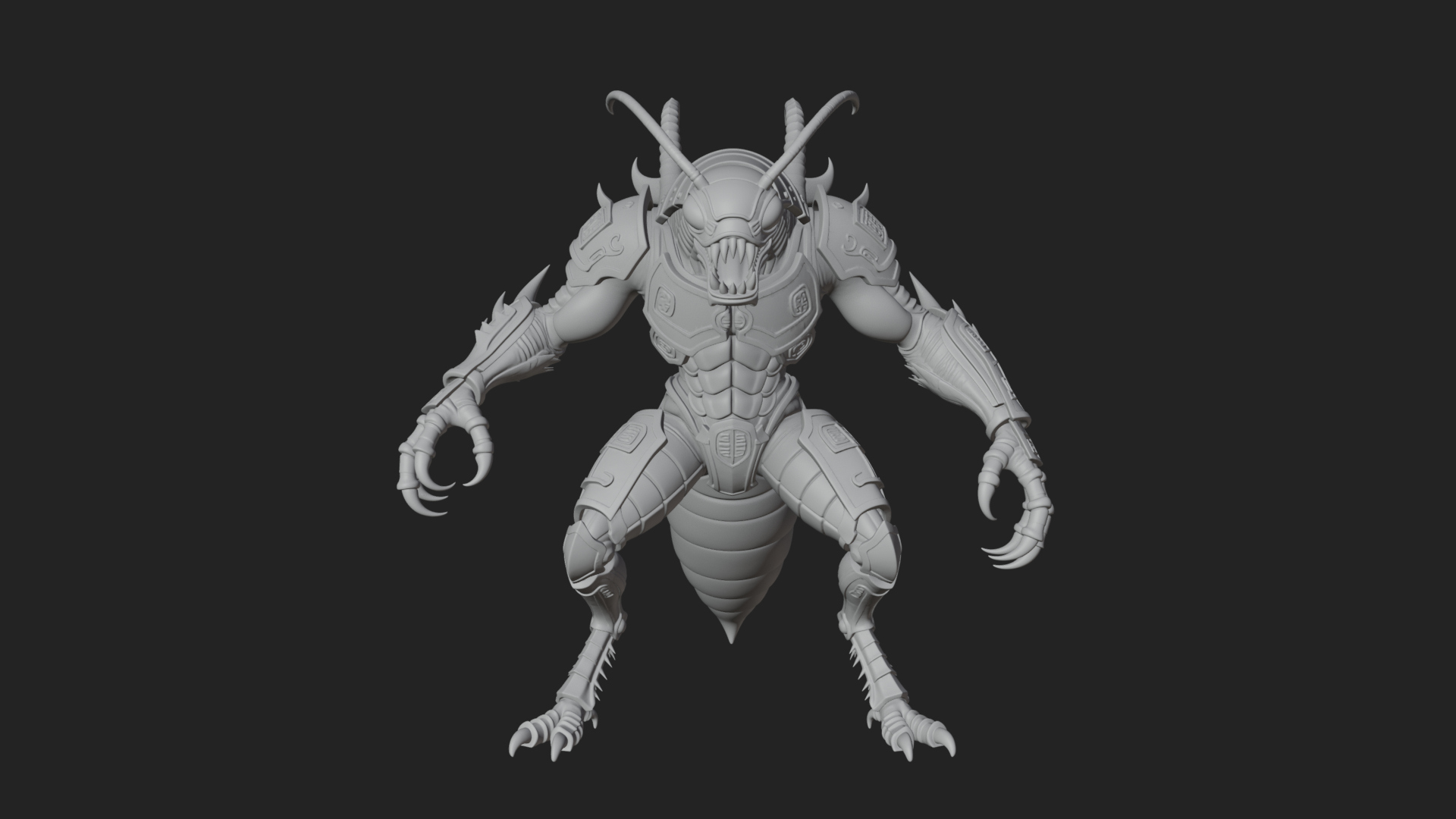 Armored Insect Beast Statue Design 4 3D Print Model 3D Model
