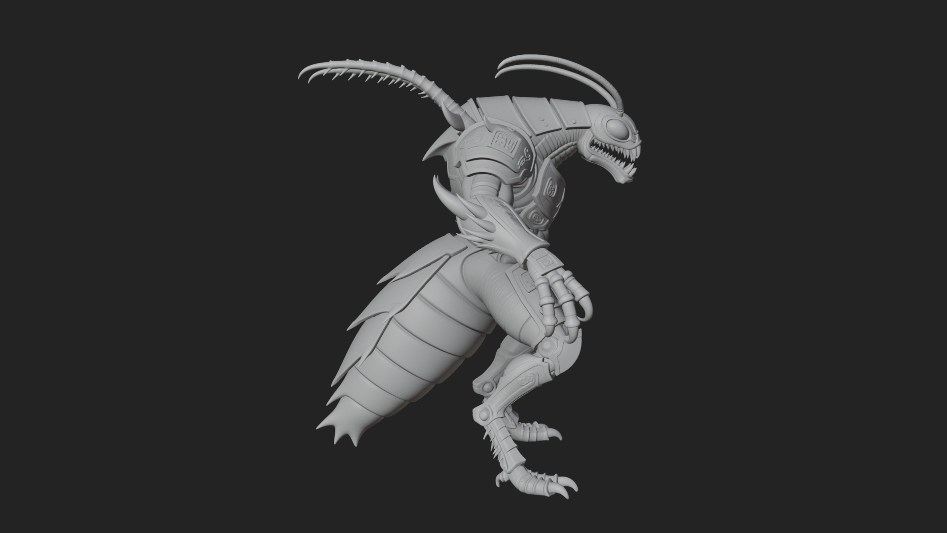 Armored Insect Beast Statue Design 4 3D Print Model 3D Model