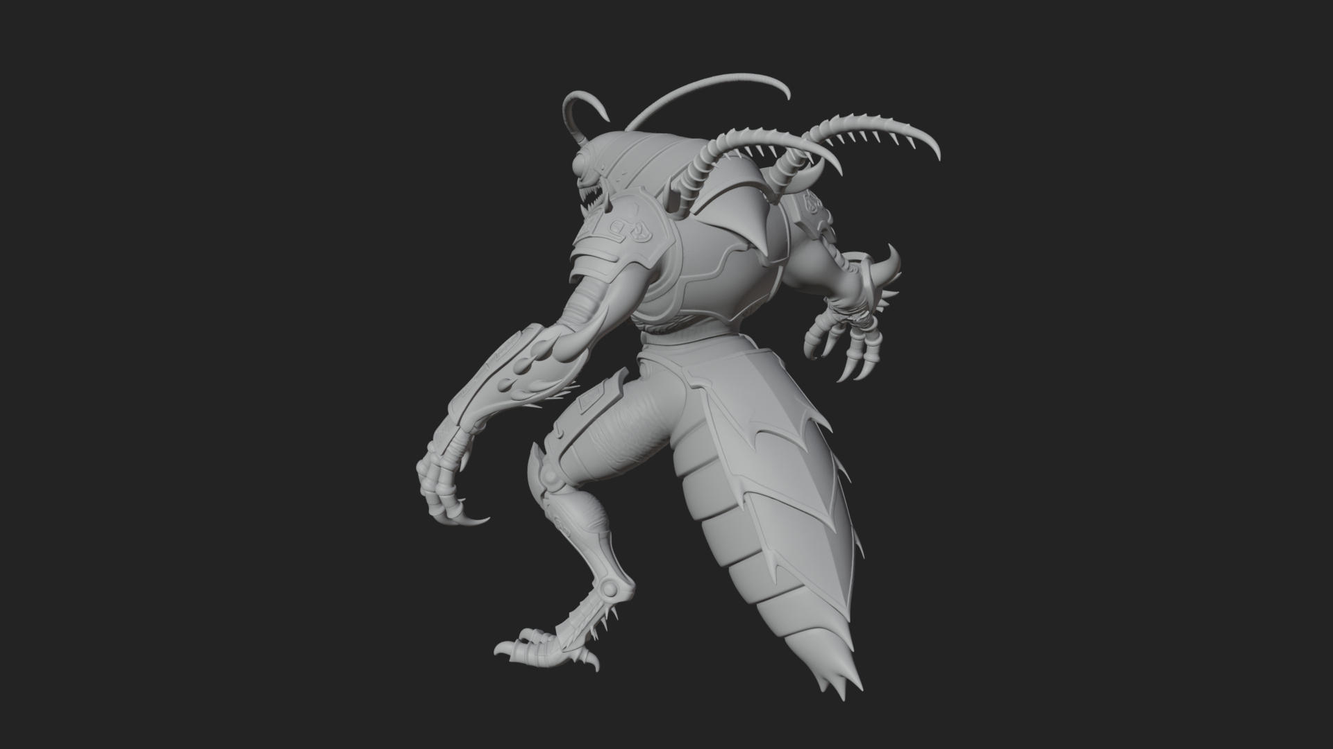 Armored Insect Beast Statue Design 4 3D Print Model 3D Model