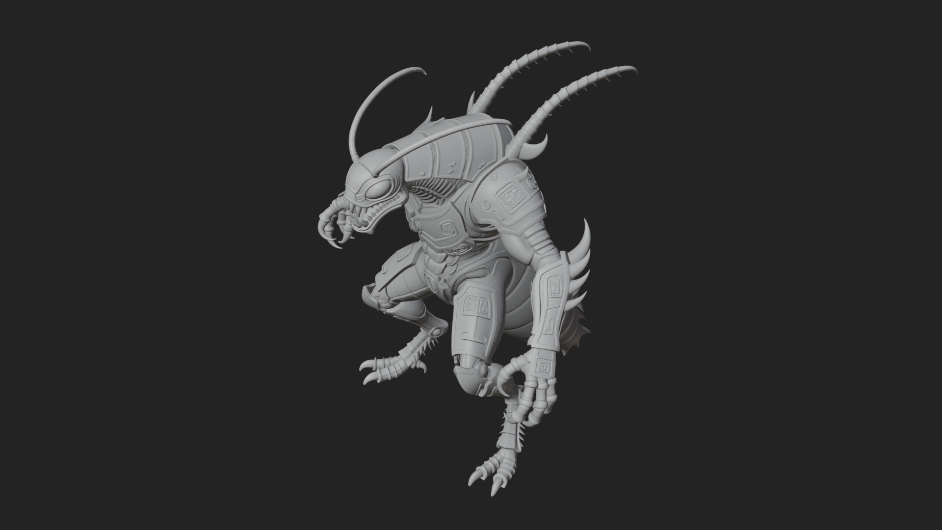 Armored Insect Beast Statue Design 4 3D Print Model 3D Model