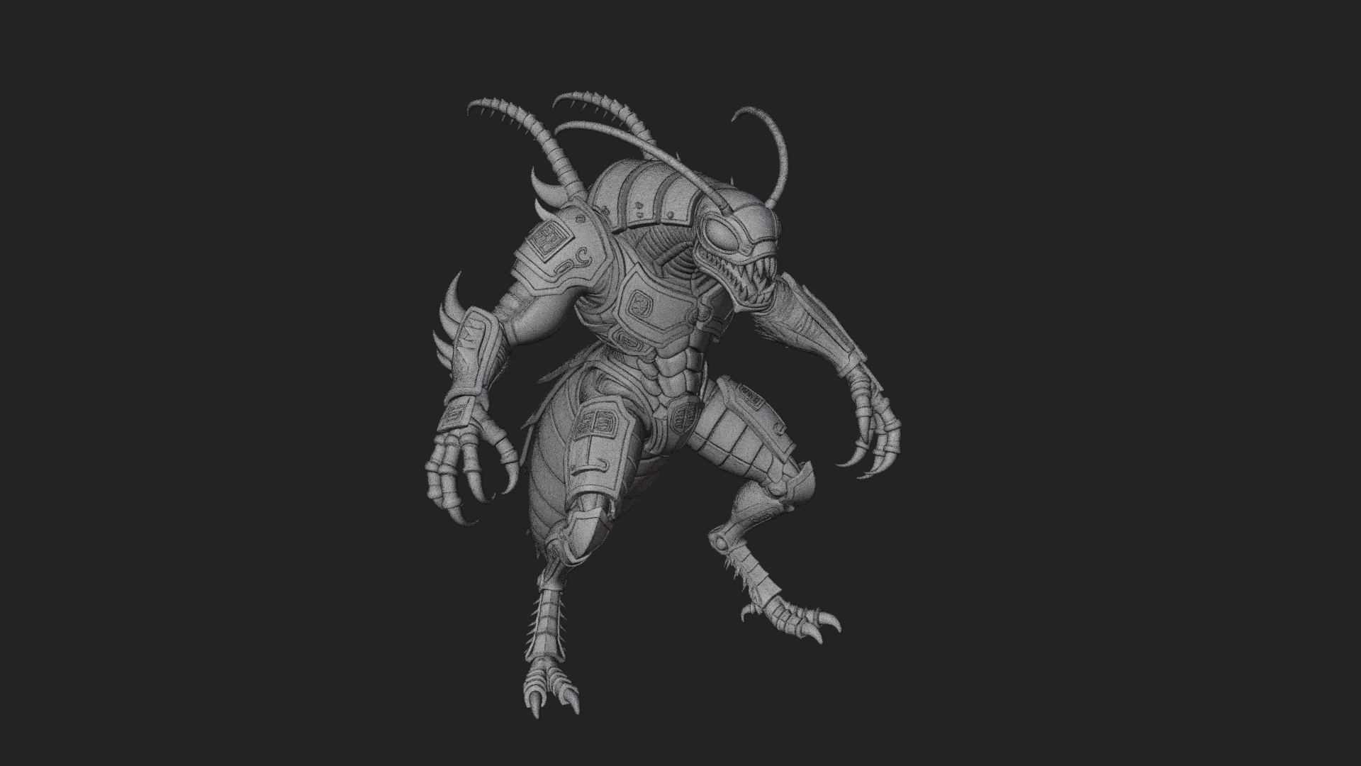 Armored Insect Beast Statue Design 4 3D Print Model 3D Model