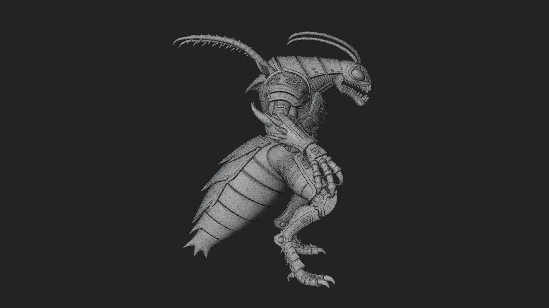 Armored Insect Beast Statue Design 4 3D Print Model 3D Model