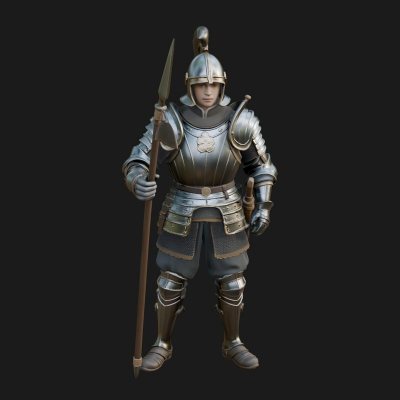 Armored Knight Statue Design 1 3D Print Model