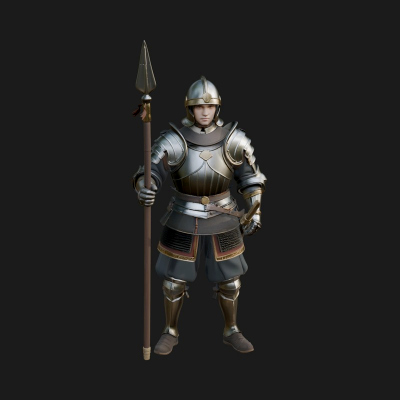 Armored Knight Statue Design 12 3D Print Model