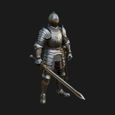Armored Knight Statue Design 16 3D Print Model