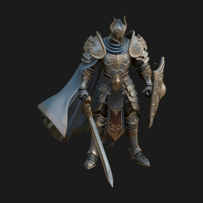 Armored Knight Statue Design 31 3D Print Model