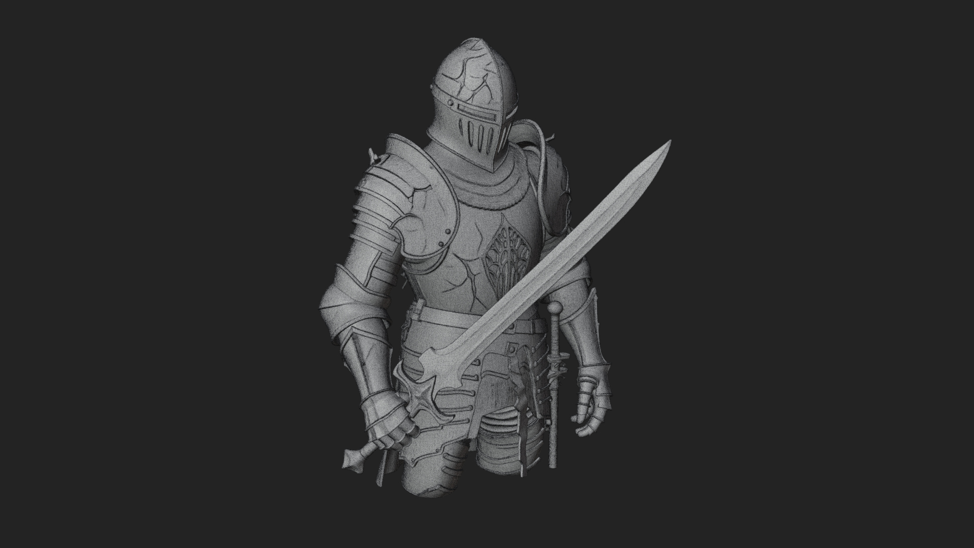 Armored Knight Statue Design 36 3D Print Model 3D Model