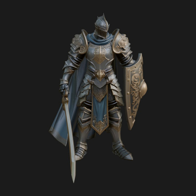Armored Knight Statue Design 4 3D Print Model