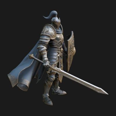Armored Knight Statue Design 6 3D Print Model