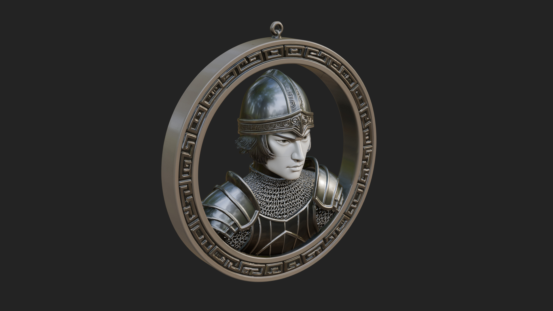 Armored Maiden Oval Plaque Design 1 3D Print Model 3D Model