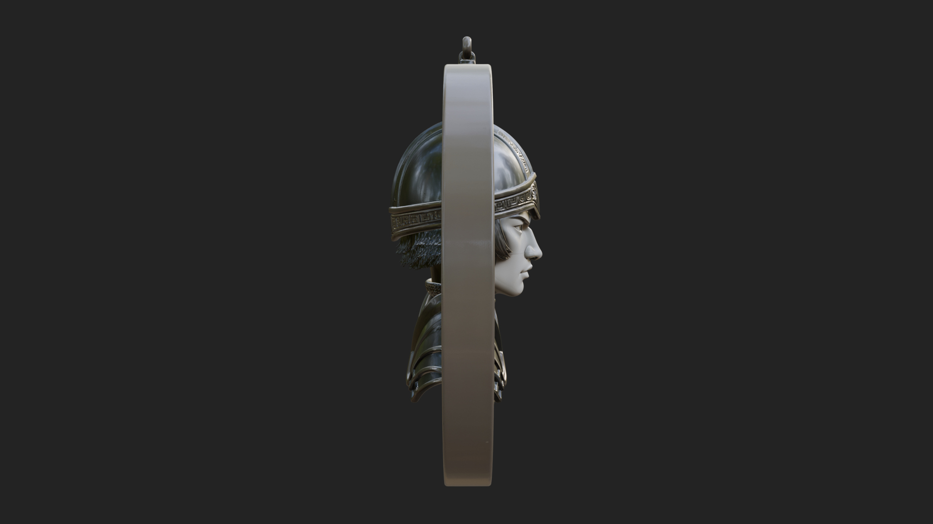 Armored Maiden Oval Plaque Design 1 3D Print Model 3D Model