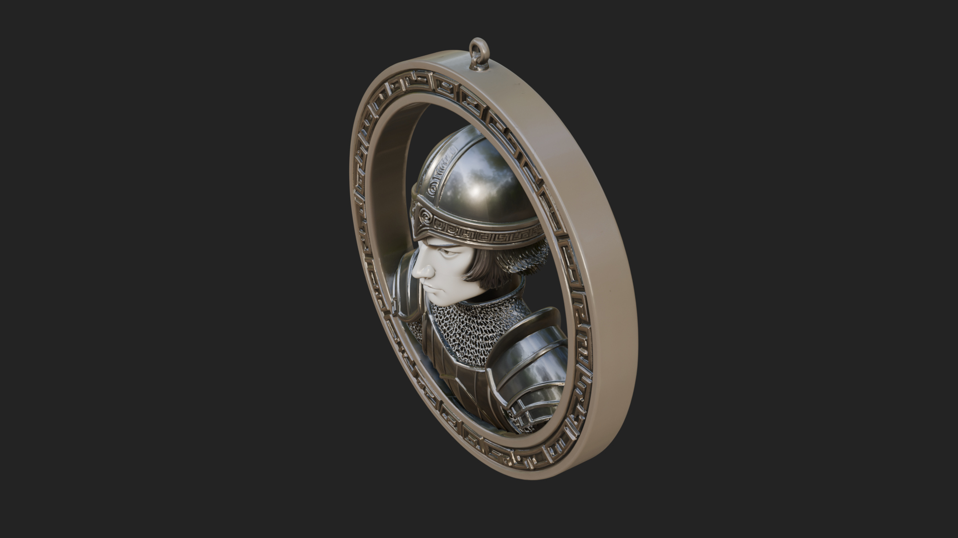 Armored Maiden Oval Plaque Design 1 3D Print Model 3D Model