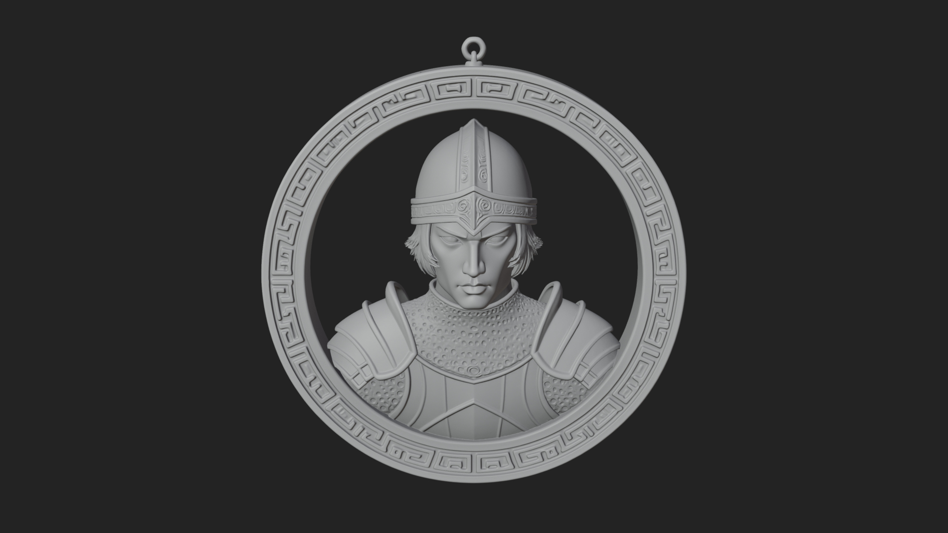 Armored Maiden Oval Plaque Design 1 3D Print Model 3D Model
