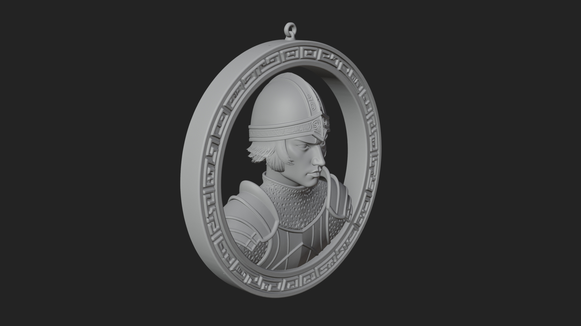 Armored Maiden Oval Plaque Design 1 3D Print Model 3D Model