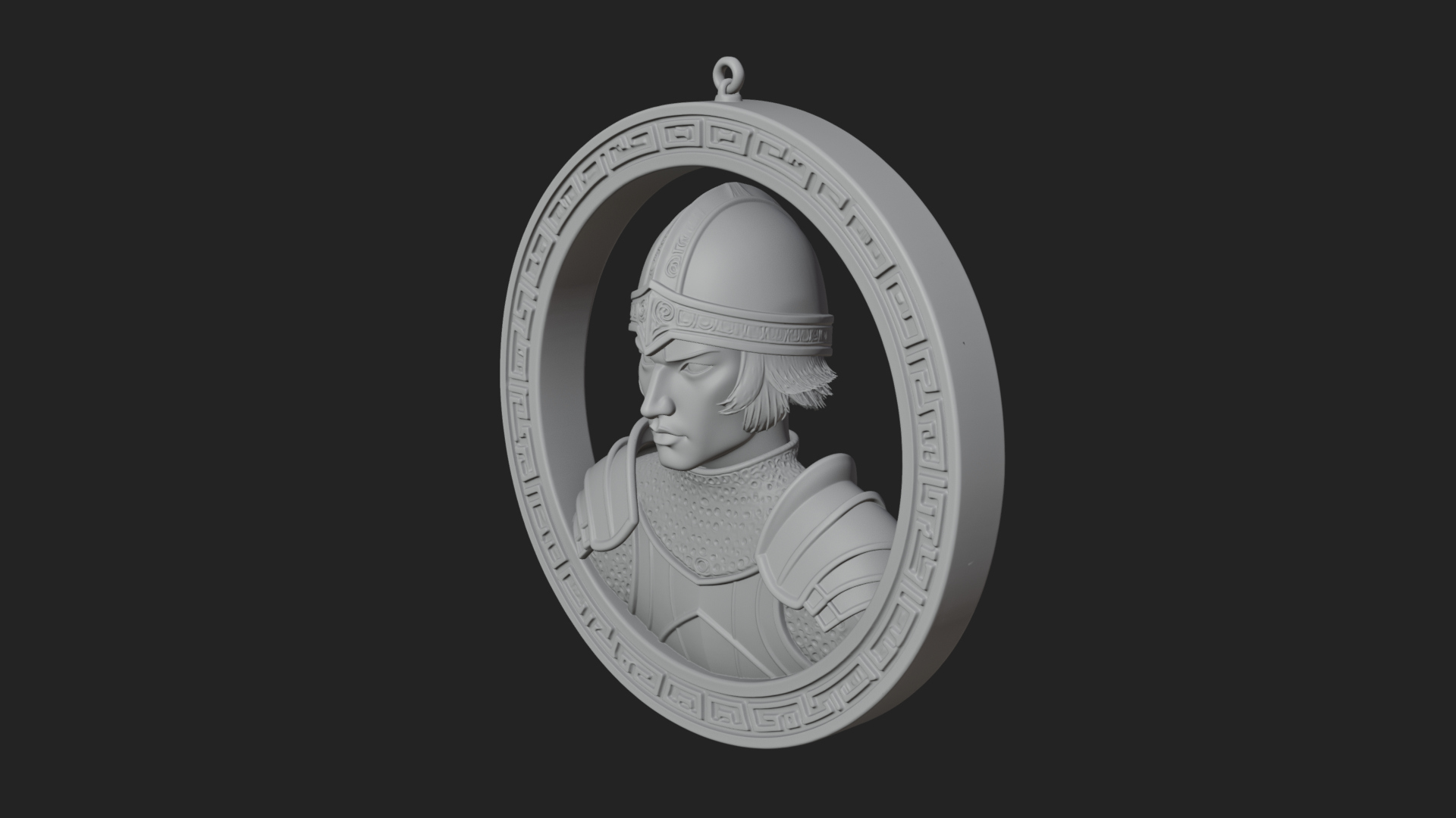 Armored Maiden Oval Plaque Design 1 3D Print Model 3D Model